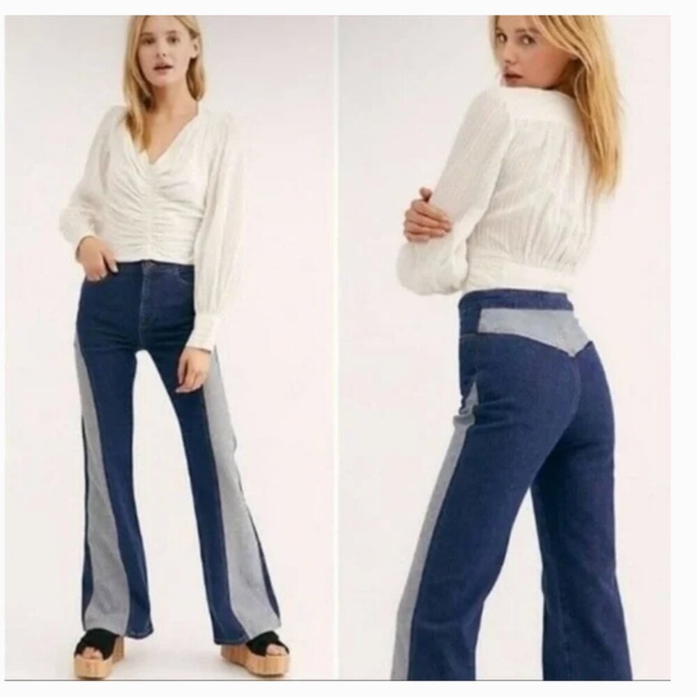 Free People We the Free Flip It and Reverse It Flare Retro Jeans Size 25